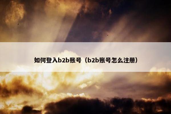 如何登入b2b账号（b2b账号怎么注册）
