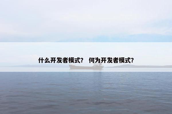 什么开发者模式？ 何为开发者模式？