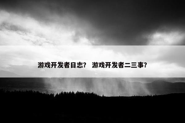 游戏开发者日志？ 游戏开发者二三事？