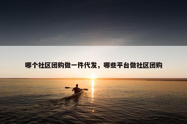 哪个社区团购做一件代发，哪些平台做社区团购