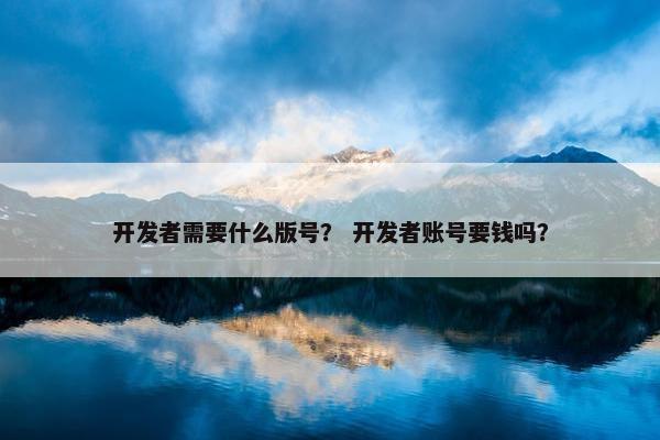 开发者需要什么版号？ 开发者账号要钱吗？
