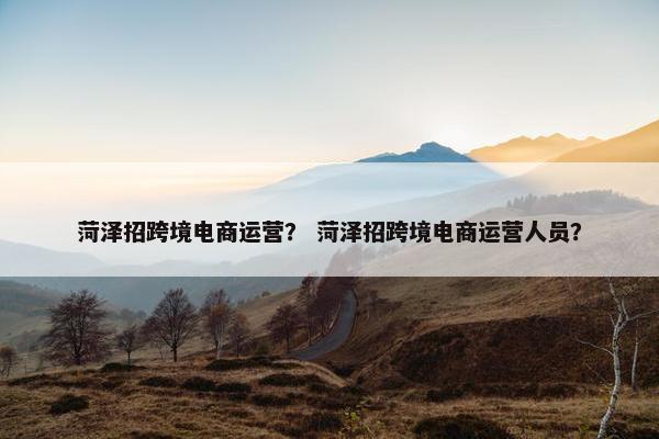 菏泽招跨境电商运营？ 菏泽招跨境电商运营人员？