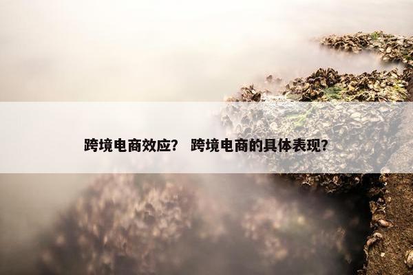 跨境电商效应？ 跨境电商的具体表现？