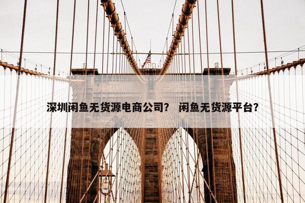 深圳闲鱼无货源电商公司？ 闲鱼无货源平台？