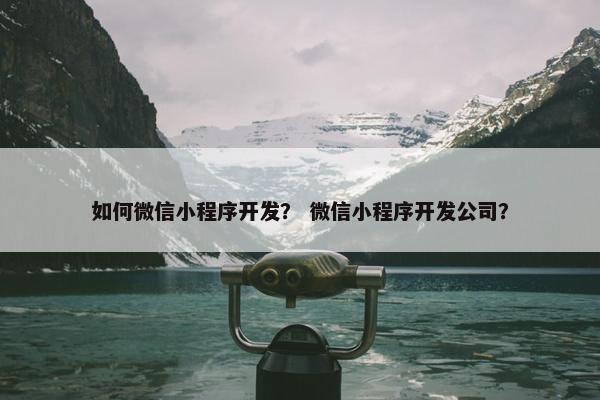 如何微信小程序开发？ 微信小程序开发公司？