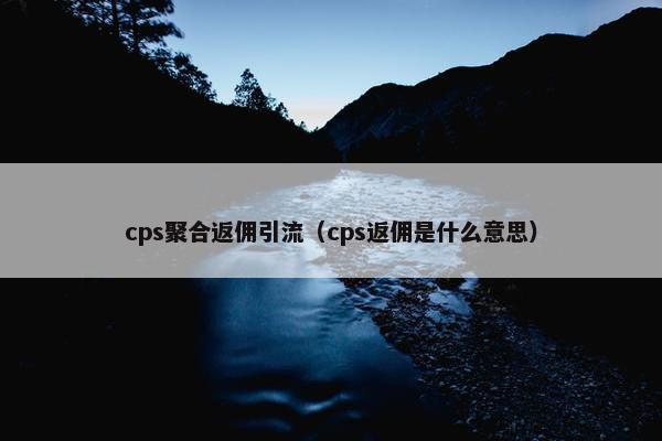 cps聚合返佣引流（cps返佣是什么意思）