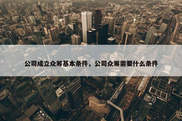 公司成立众筹基本条件，公司众筹需要什么条件