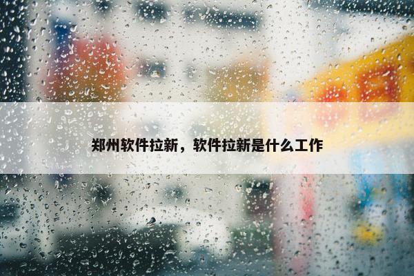 郑州软件拉新，软件拉新是什么工作