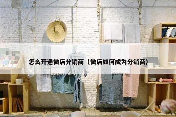 怎么开通微店分销商（微店如何成为分销商）