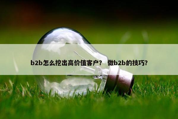 b2b怎么挖出高价值客户？ 做b2b的技巧？