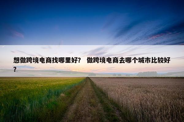 想做跨境电商找哪里好？ 做跨境电商去哪个城市比较好？
