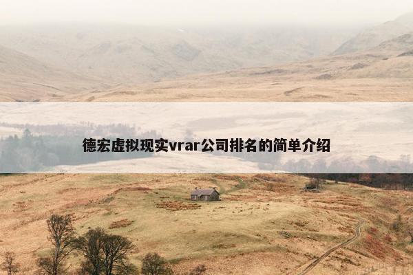 德宏虚拟现实vrar公司排名的简单介绍