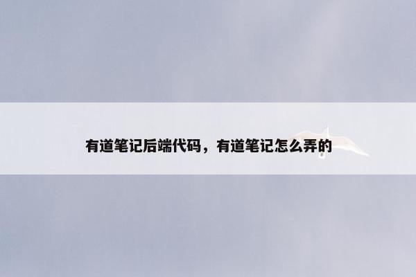 有道笔记后端代码，有道笔记怎么弄的