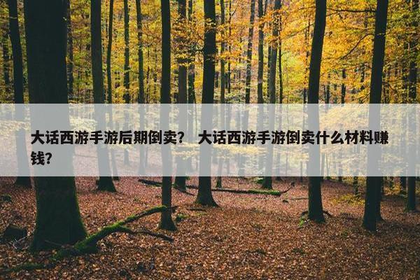 大话西游手游后期倒卖？ 大话西游手游倒卖什么材料赚钱？
