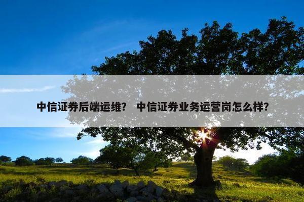 中信证券后端运维？ 中信证券业务运营岗怎么样？
