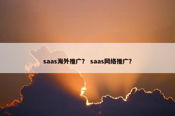 saas海外推广？ saas网络推广？