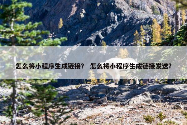 怎么将小程序生成链接？ 怎么将小程序生成链接发送？