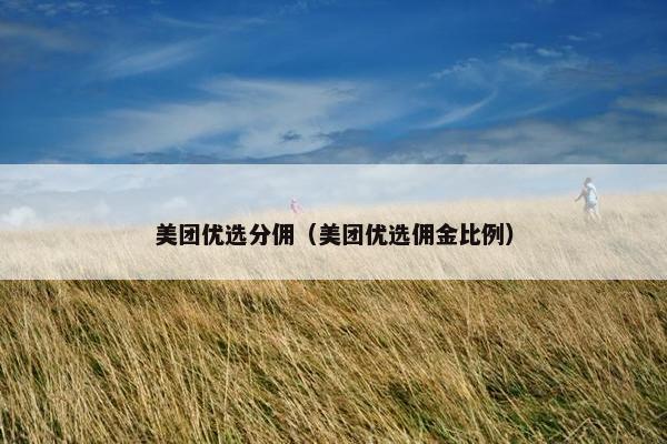 美团优选分佣（美团优选佣金比例）