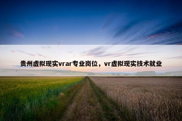 贵州虚拟现实vrar专业岗位，vr虚拟现实技术就业