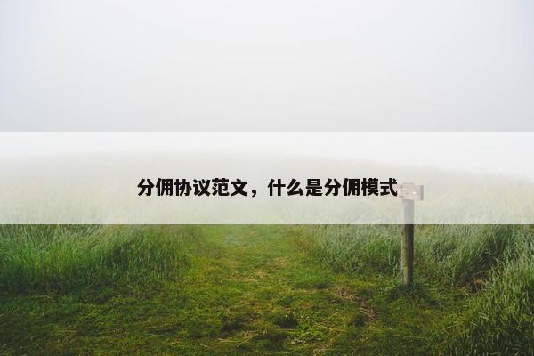 分佣协议范文，什么是分佣模式