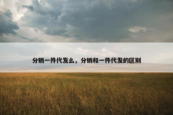 分销一件代发么，分销和一件代发的区别