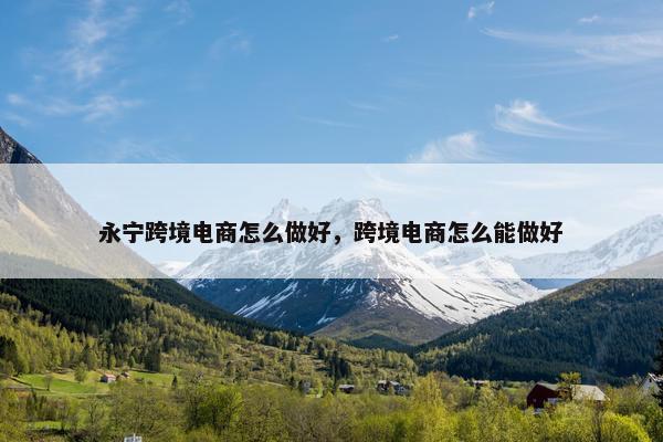 永宁跨境电商怎么做好，跨境电商怎么能做好
