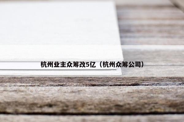 杭州业主众筹改5亿（杭州众筹公司）