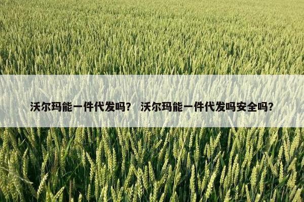 沃尔玛能一件代发吗？ 沃尔玛能一件代发吗安全吗？