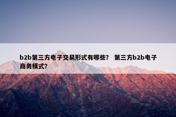 b2b第三方电子交易形式有哪些？ 第三方b2b电子商务模式？