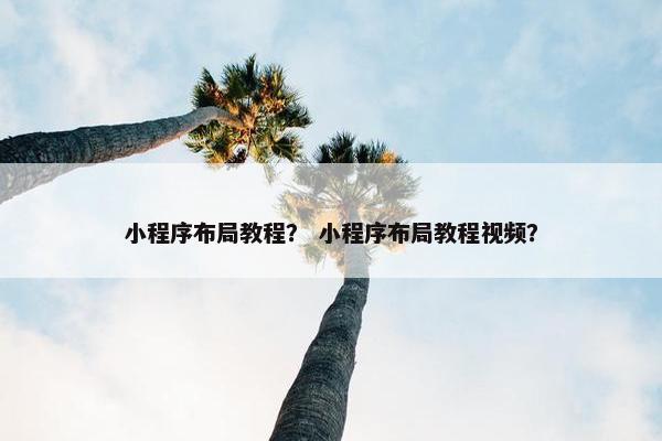 小程序布局教程？ 小程序布局教程视频？