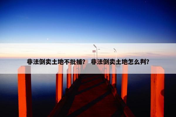 非法倒卖土地不批捕？ 非法倒卖土地怎么判？