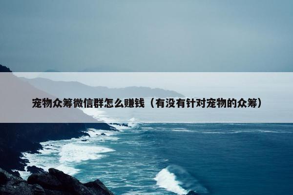 宠物众筹微信群怎么赚钱（有没有针对宠物的众筹）