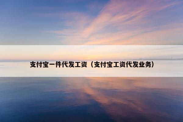 支付宝一件代发工资（支付宝工资代发业务）