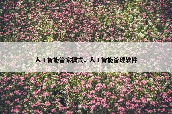 人工智能管家模式，人工智能管理软件