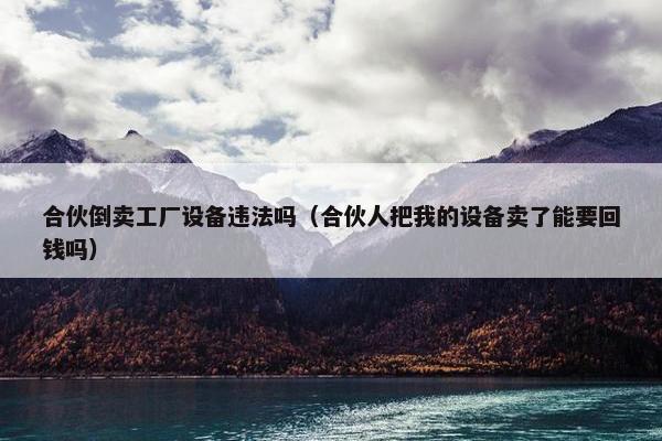 合伙倒卖工厂设备违法吗（合伙人把我的设备卖了能要回钱吗）