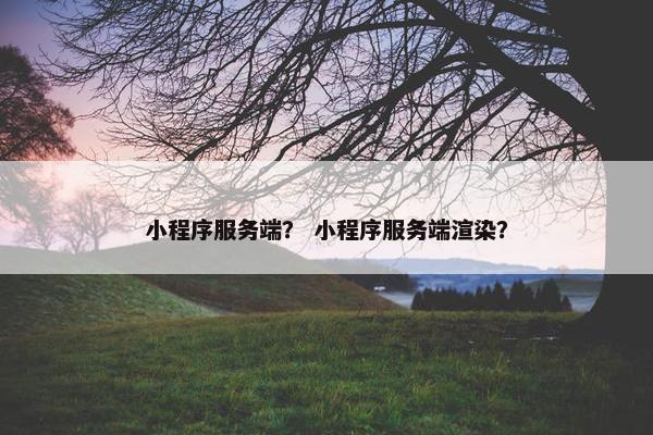 小程序服务端？ 小程序服务端渲染？