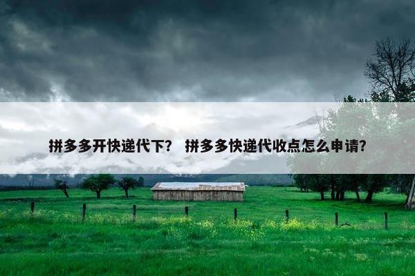 拼多多开快递代下？ 拼多多快递代收点怎么申请？