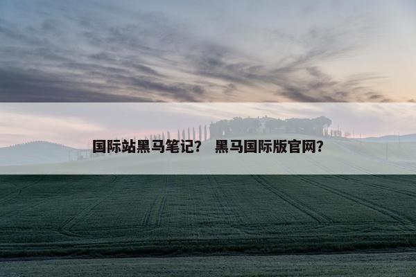 国际站黑马笔记？ 黑马国际版官网？