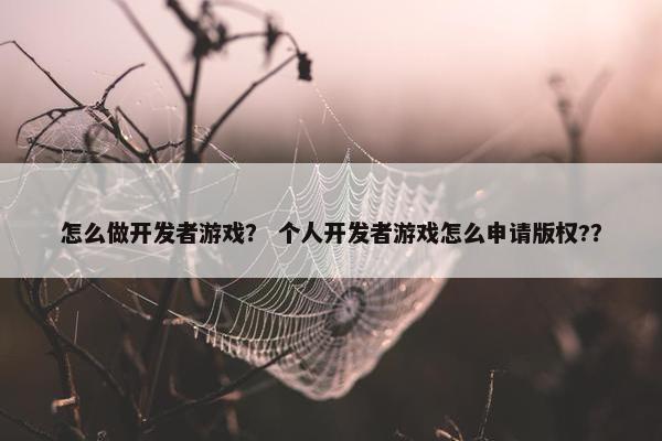 怎么做开发者游戏？ 个人开发者游戏怎么申请版权?？