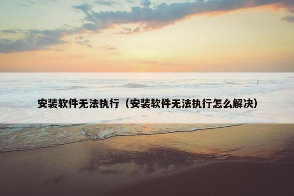 安装软件无法执行（安装软件无法执行怎么解决）