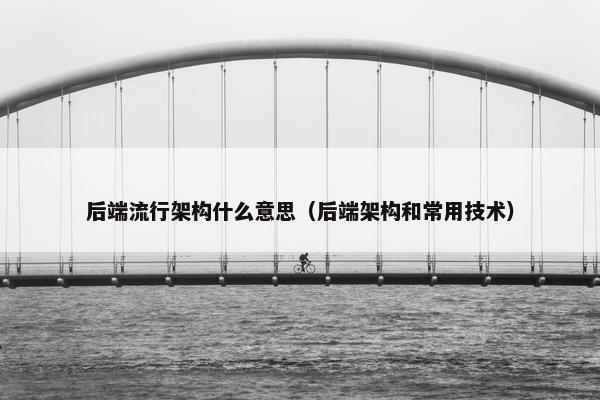 后端流行架构什么意思（后端架构和常用技术）
