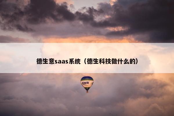 德生意saas系统（德生科技做什么的）