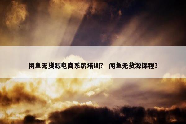 闲鱼无货源电商系统培训？ 闲鱼无货源课程？