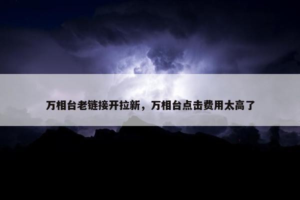 万相台老链接开拉新，万相台点击费用太高了