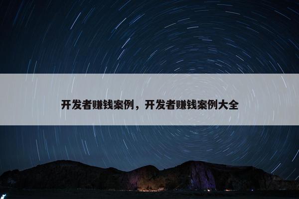 开发者赚钱案例，开发者赚钱案例大全