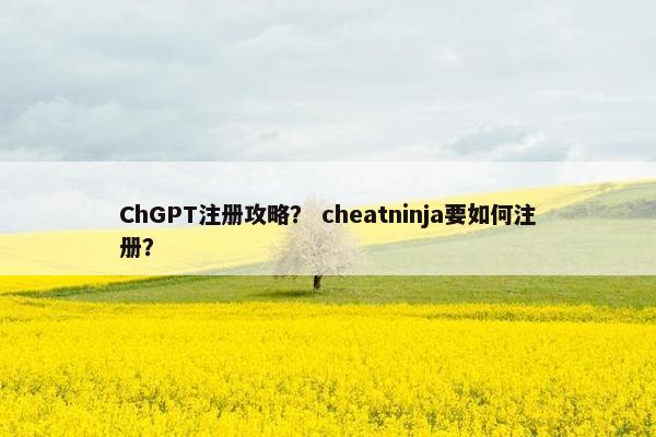 ChGPT注册攻略？ cheatninja要如何注册？