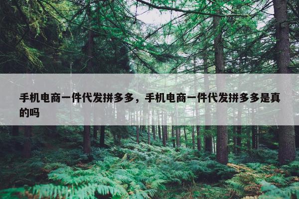 手机电商一件代发拼多多，手机电商一件代发拼多多是真的吗