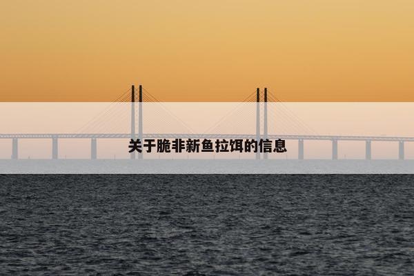 关于脆非新鱼拉饵的信息
