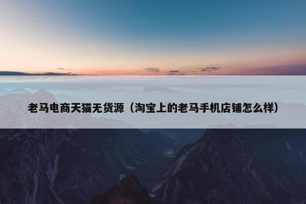 老马电商天猫无货源（淘宝上的老马手机店铺怎么样）