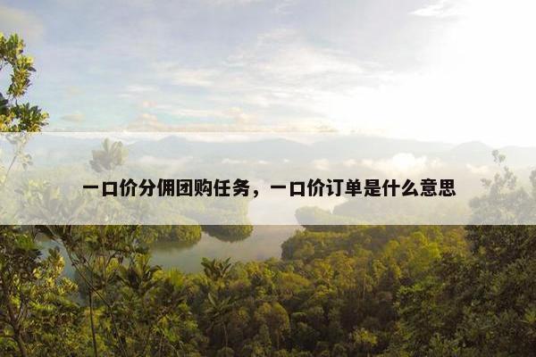 一口价分佣团购任务，一口价订单是什么意思